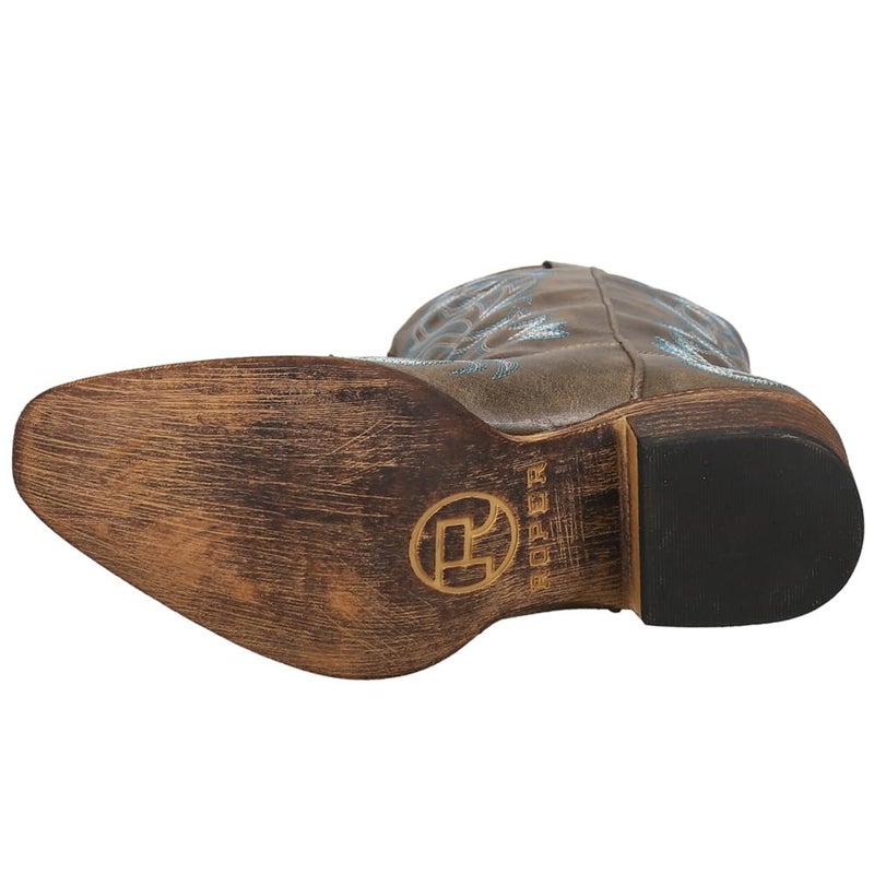 ROPER Womens Riley Embroidered Snip Toe Casual Boots Mid Calf Low Heel 1-2" - Brown - Size 8.5 B - Image 5